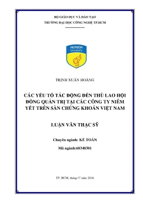 Các yếu tố ảnh hưởng đến thù lao hội đồng quản trị tại