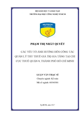 Các yếu tố ảnh hưởng đến quản lý thu thuế giá trị gia