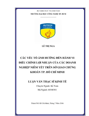 Các yếu tố ảnh hưởng đến hành vi điều chỉnh lợi nhuận