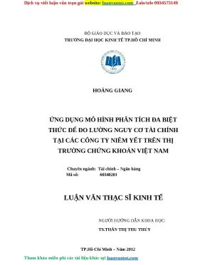 Mô Hình Phân Tích Đa Biệt Thức Đo Lường Nguy Cơ Tài