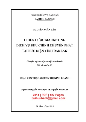 Luận văn thạc sĩ: Marketing dịch vụ bưu chính Daklak