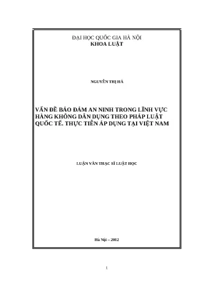 Bảo Đảm An Ninh Hàng Không Dân Dụng Theo Pháp Luật Quốc
