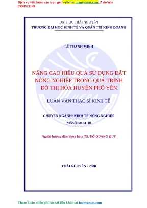 Tối ưu hóa sử dụng đất nông nghiệp trong đô thị hóa