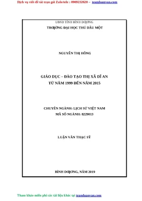 Phân Tích Giáo Dục Đào Tạo Thị Xã Dĩ An (1999-2015)
