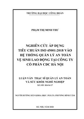 Nghiên cứu áp dụng ISO 45001:2018 vào quản lý an toàn