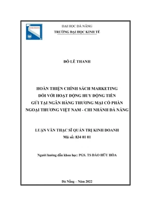 Luận văn Marketing huy động tiền gửi Vietcombank Đà Nẵng