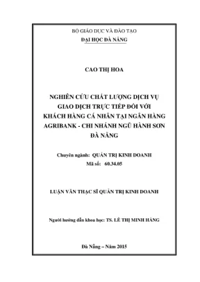 Nghiên cứu chất lượng dịch vụ tại Agribank Ngũ Hành Sơn