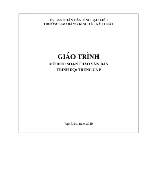 Giáo Trình Soạn Thảo Văn Bản Trung Cấp Tại Trường CĐ