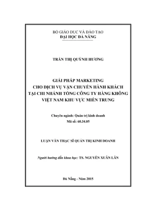 Luận văn: Giải pháp marketing cho Vietnam Airlines miền