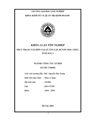 Thực trạng tảo hôn tại xã Tân Lập, huyện Mộc Châu, Sơn La