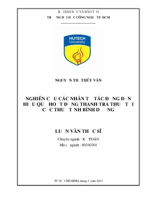 Nghiên cứu nhân tố ảnh hưởng đến hiệu quả thanh tra thuế