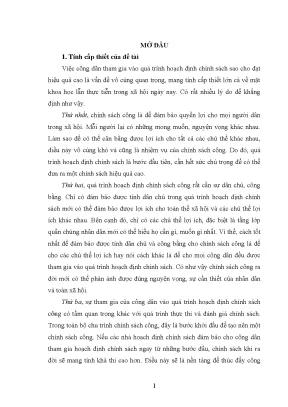 Tham Gia Của Công Dân Vào Hoạch Định Chính Sách Công Ở 