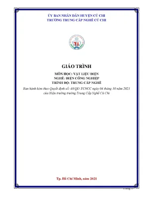 Giáo Trình Vật Liệu Điện Nghề Điện Công Nghiệp Trung Cấp