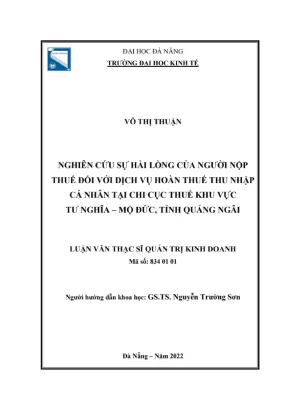 Sự hài lòng của người nộp thuế về dịch vụ hoàn thuế TNCN