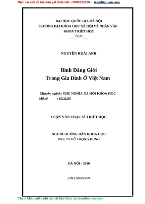 Bình Đẳng Giới Trong Gia Đình Việt Nam: Thực Trạng và