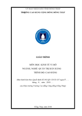 Giáo Trình Kinh Tế Vi Mô Cho Ngành Quản Trị Bán Hàng