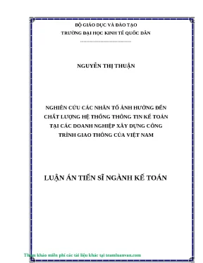 Nghiên cứu các yếu tố ảnh hưởng đến chất lượng hệ thống