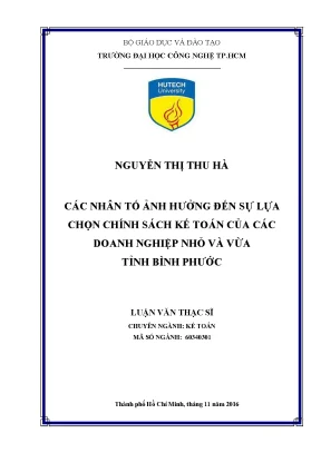 Nhân tố ảnh hưởng đến chính sách kế toán của doanh 