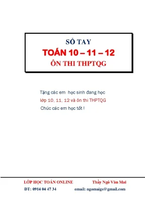 Sổ Tay Toán Lớp 10-12 Ôn Thi THPTQG