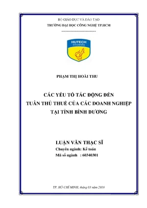 Các yếu tố ảnh hưởng đến tuân thủ thuế của doanh nghiệp