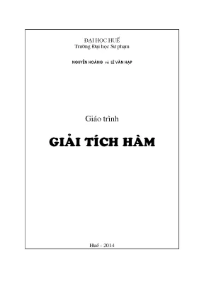 Giáo Trình Giải Tích Hàm: Cơ Bản và Ứng Dụng