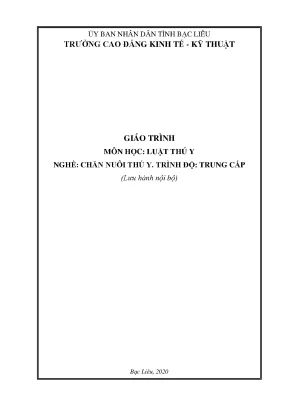 Giáo Trình Luật Thú Y Ngành Chăn Nuôi Thú Y Trình Độ