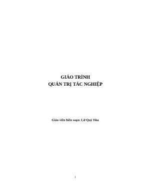 Giáo Trình Quản Trị Tác Nghiệp Trong Ngành Ẩm Thực