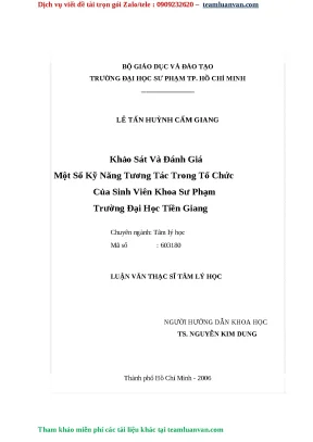 Luận văn: Kỹ năng tương tác của sinh viên Sư phạm Tiền Giang