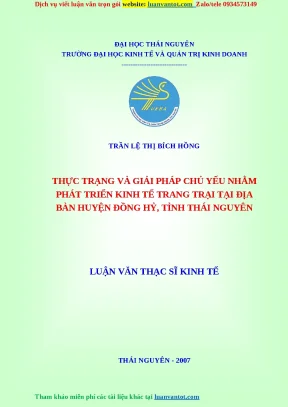 Giải pháp phát triển kinh tế trang trại huyện Đồng Hỷ,