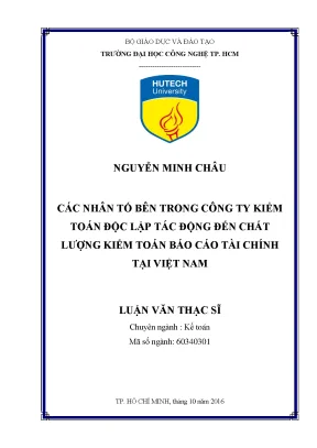 Tác động của các nhân tố nội bộ đến chất lượng kiểm toán