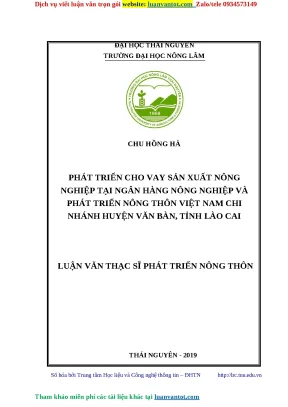 Phát Triển Cho Vay Sản Xuất Nông Nghiệp Tại Agribank Văn