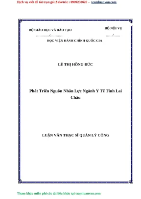 Phát Triển Nguồn Nhân Lực Ngành Y Tế Tỉnh Lai Châu: