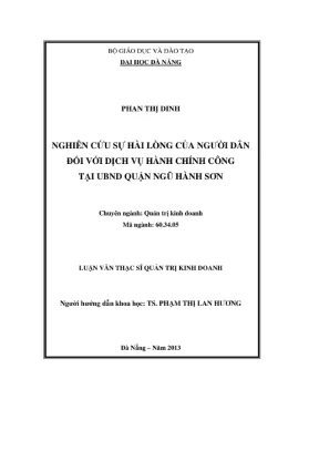 Luận văn ThS: Sự hài lòng về dịch vụ công Ngũ Hành Sơn