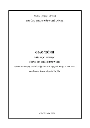 Giáo Trình Tin Học Trung Cấp Nghề Củ Chi