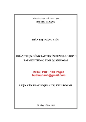 Luận văn: Hoàn thiện tuyển dụng tại Viễn thông Quảng Ngãi