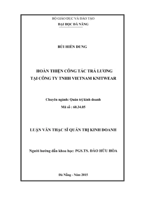 Hoàn thiện công tác trả lương: Luận văn thạc sĩ QTKD