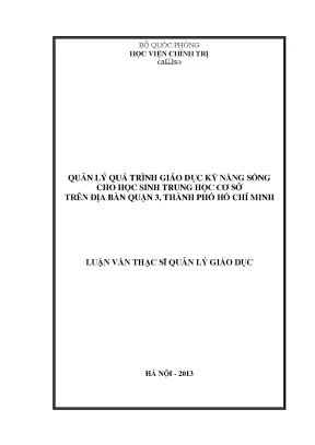 Quản lý giáo dục kỹ năng sống cho học sinh trung học tại