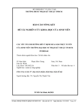 Yếu Tố Ảnh Hưởng Đến Ý Định Mua Sắm Trực Tuyến Của Sinh