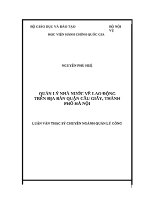 Quản lý nhà nước về lao động tại quận Cầu Giấy, Hà Nội
