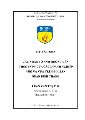 Những Nhân Tố Ảnh Hưởng Đến Thuế TNDN Của Doanh Nghiệp