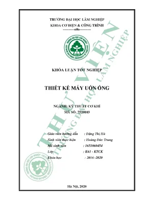 Thiết Kế Máy Uốn Ống Ngành Kỹ Thuật Cơ Khí: Khóa Luận