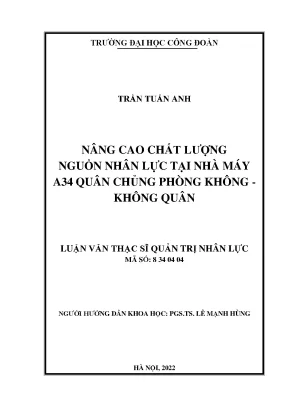 Nâng cao chất lượng nguồn nhân lực tại nhà máy A34