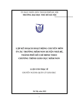 Lập Kế Hoạch Hoạt Động Chuyên Môn Tại Trường Mầm Non