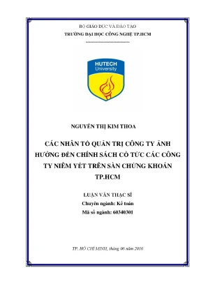 Các Nhân Tố Quản Trị Ảnh Hưởng Đến Chính Sách Cổ Tức Tại