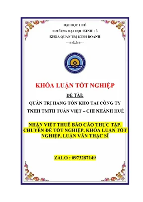 Quản Trị Hàng Tồn Kho: Khóa Luận Tốt Nghiệp Tại Công Ty