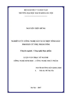 Nghiên cứu công nghệ sản xuất bột tôm giàu protein từ