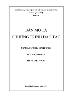 Chương Trình Đào Tạo Ngành Quản Trị Kinh Doanh Tại 