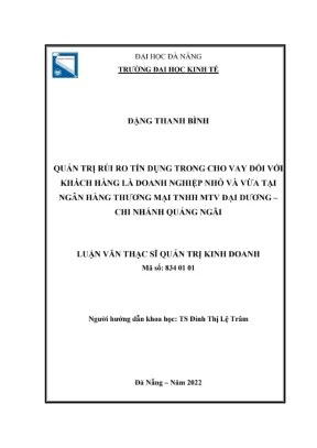 Luận văn Quản trị rủi ro tín dụng cho vay DNNVV