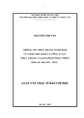 Phát Triển Thông Tin Trên Trang Nghề Báo: Thực Trạng và