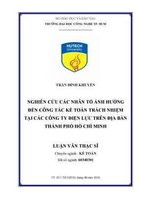 Nghiên cứu nhân tố ảnh hưởng đến kế toán trách nhiệm tại